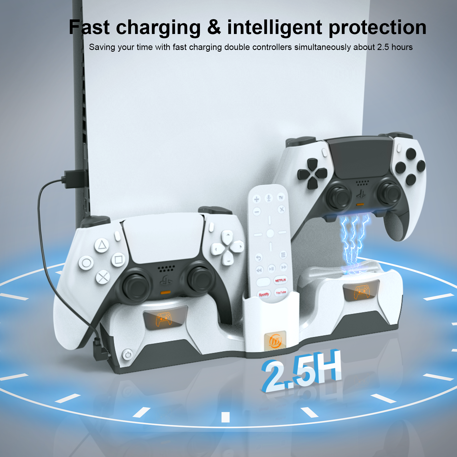 PlayCool 2-in-1 Wall Mount & Charger for PS5 with LED