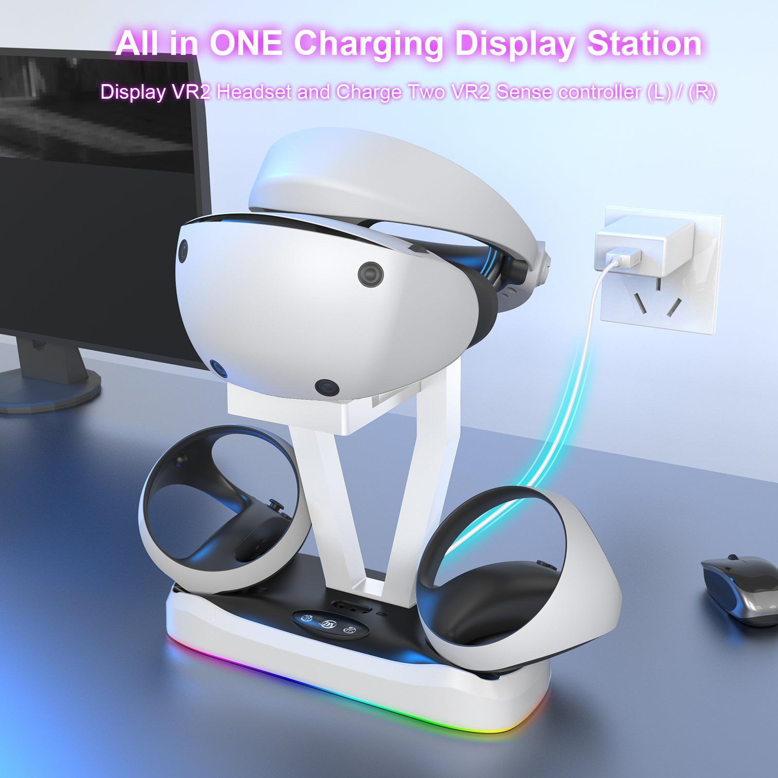 PlayCool PS VR2 – Oplaadstation voor Headset & Controllers – LED-indicatoren – Wit PlayCool