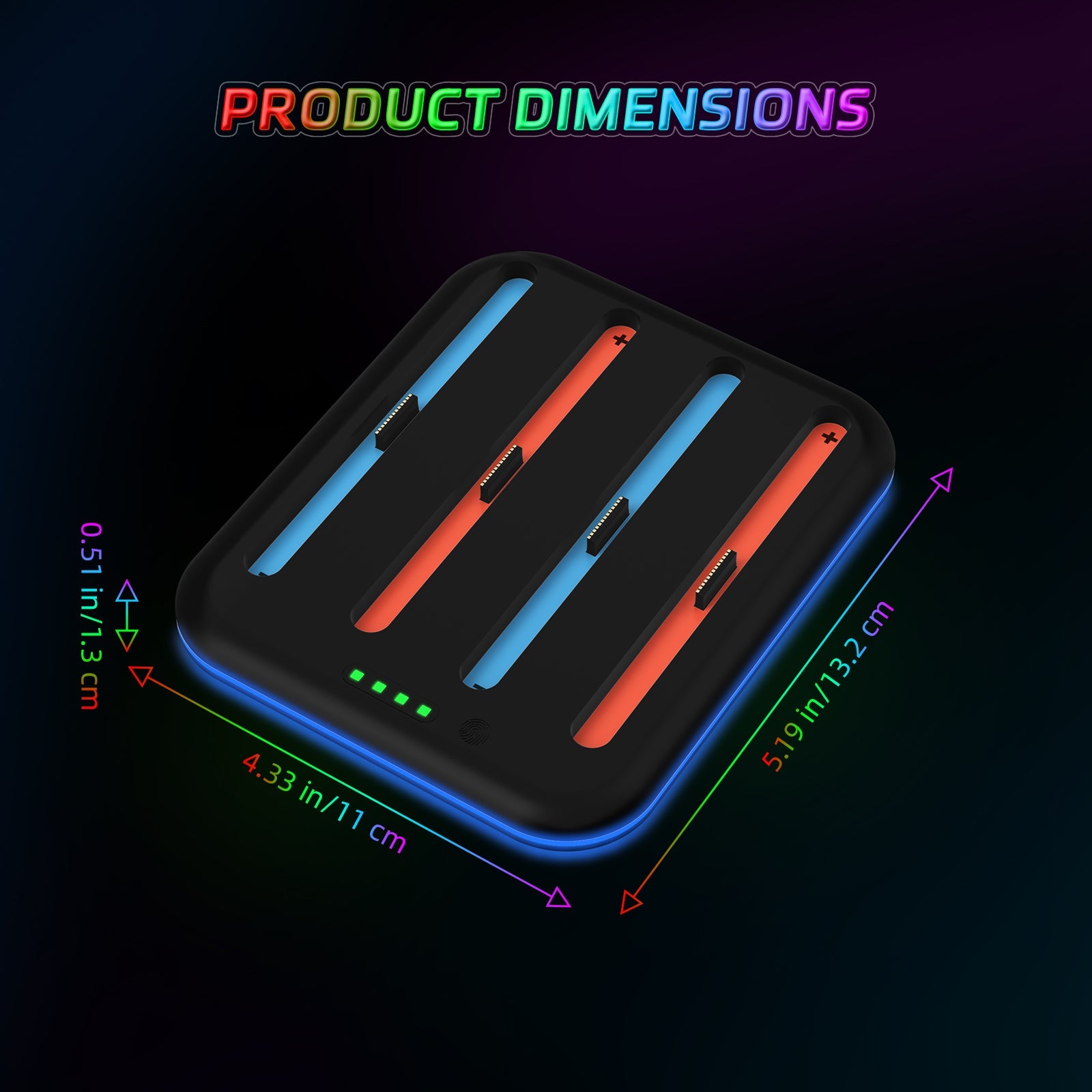 PlayCool Switch 2 – Quad Charger voor 4 Joy-Con Controllers – RGB – Zwart PlayCool