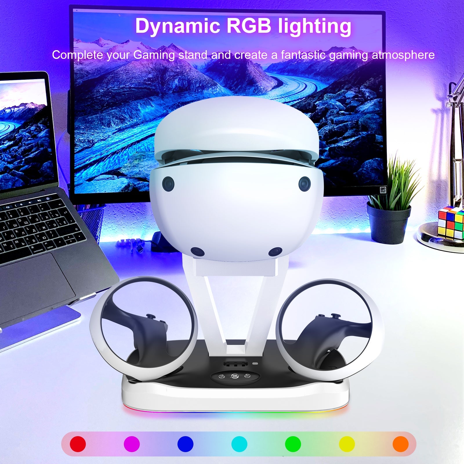 PlayCool PS VR2 – Oplaadstation voor Headset & Controllers – LED-indicatoren – Wit PlayCool