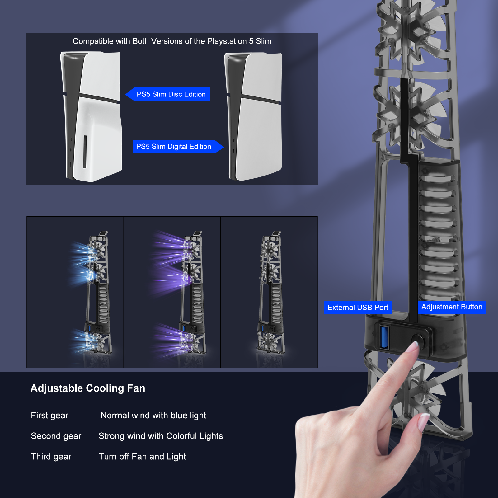 PlayCool PlayStation 5 Slim – RGB Koelventilator – LED Koelsysteem – Zwart