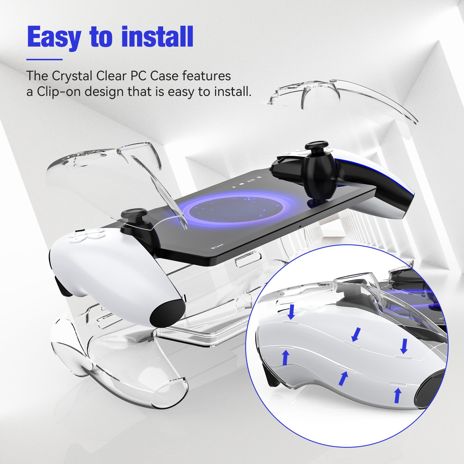 PlayCool PlayStation Portal – Clear Case met Thumb Grips & Anti-Blue Light Screenprotector