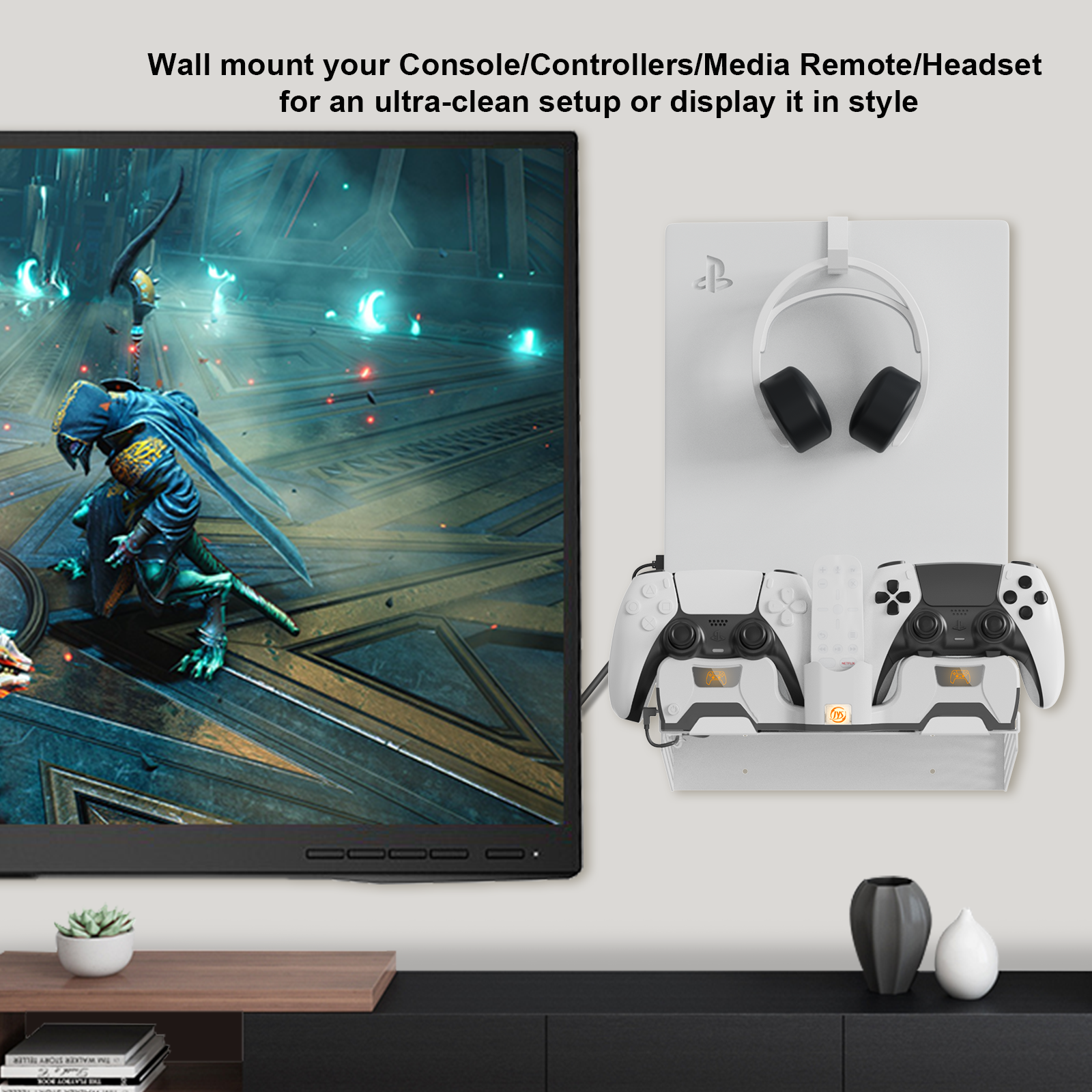 PlayCool 2-in-1 Wall Mount & Charger for PS5 with LED