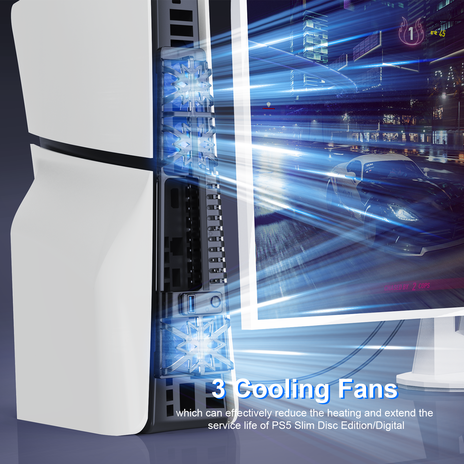 PlayCool RGB Fan for PS5 Slim Disc and Digital - Black