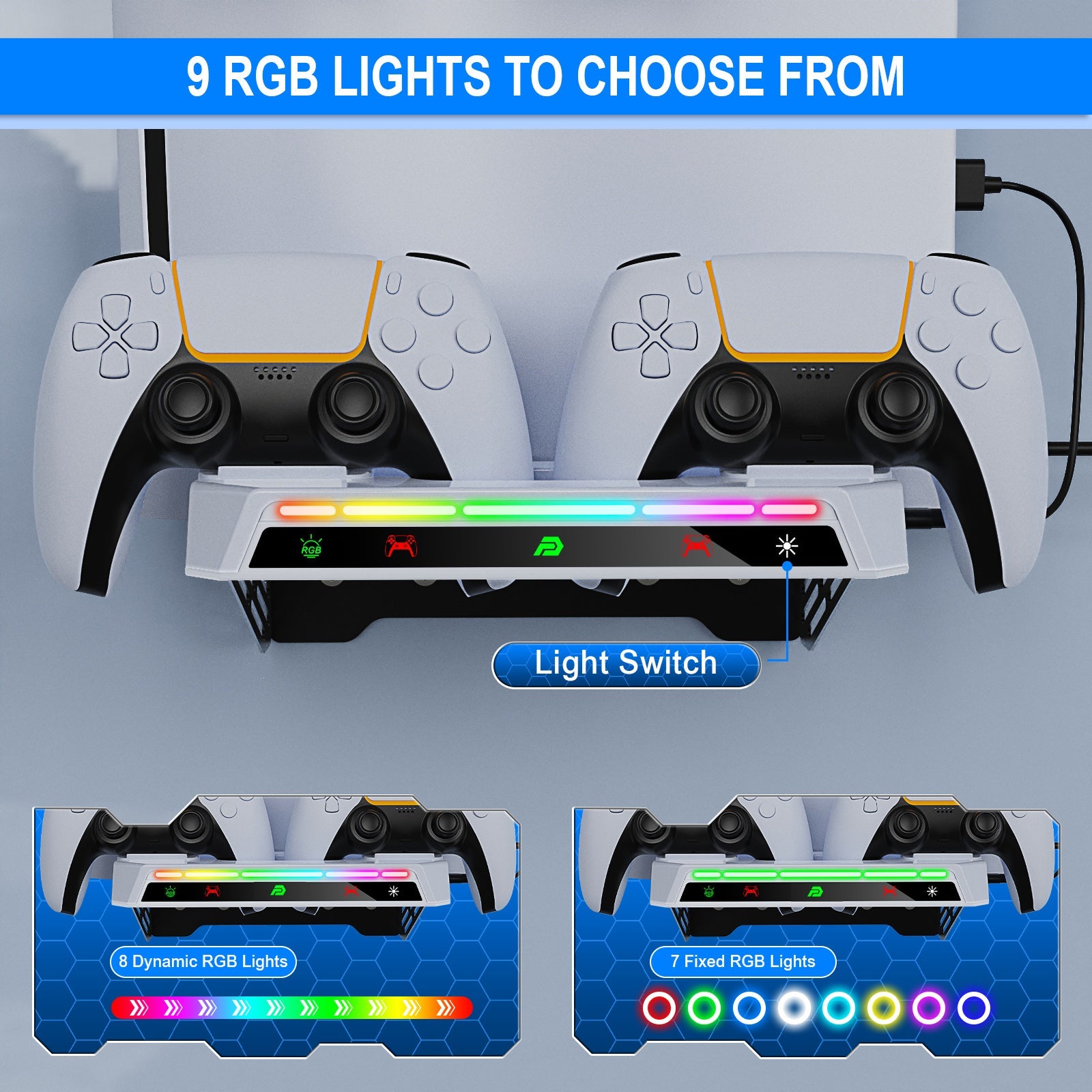 PlayCool PlayStation 5 – 2-in-1 Muurbeugel met Oplaadstation – Voor PS5 / PS5 Slim & DualSense (Edge) PlayCool