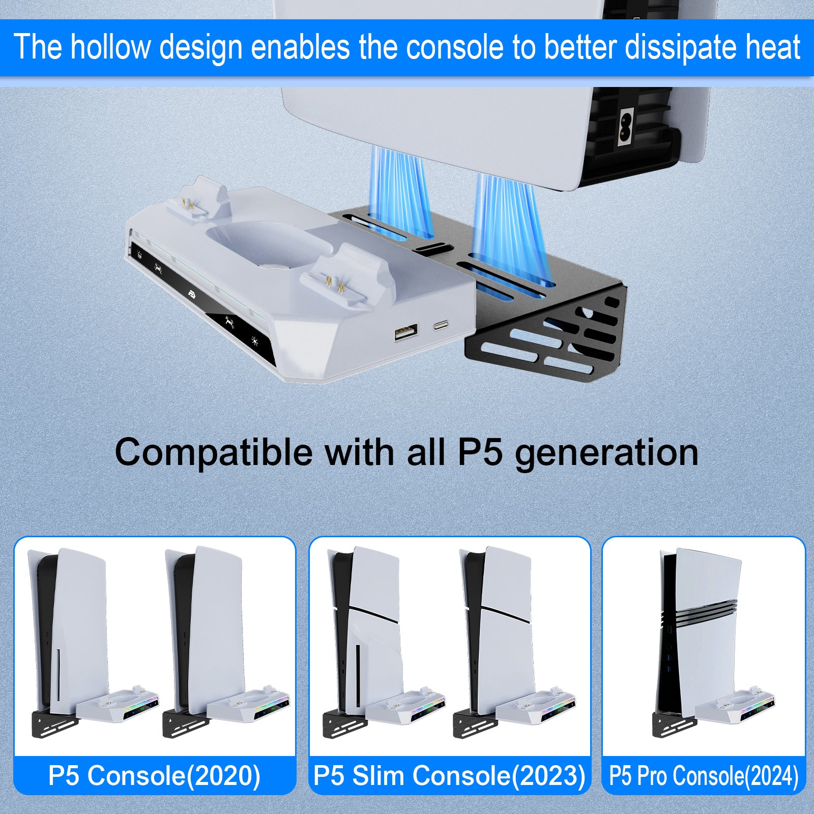 PlayCool PlayStation 5 – 2-in-1 Muurbeugel met Oplaadstation – Voor PS5 / PS5 Slim & DualSense (Edge)
