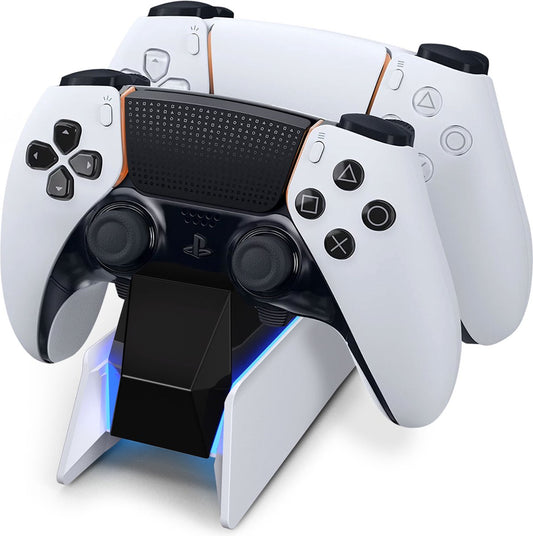 PlayCool dubbel oplaadstation voor PS5 dubbelesense & Edge met LED