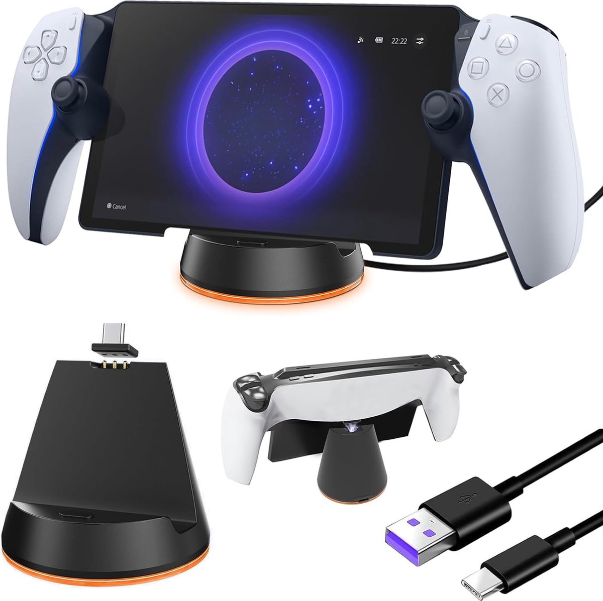PlayStation Portal accessoires & oplader – 10-in-1 bundel met case, screenprotector & charging dock