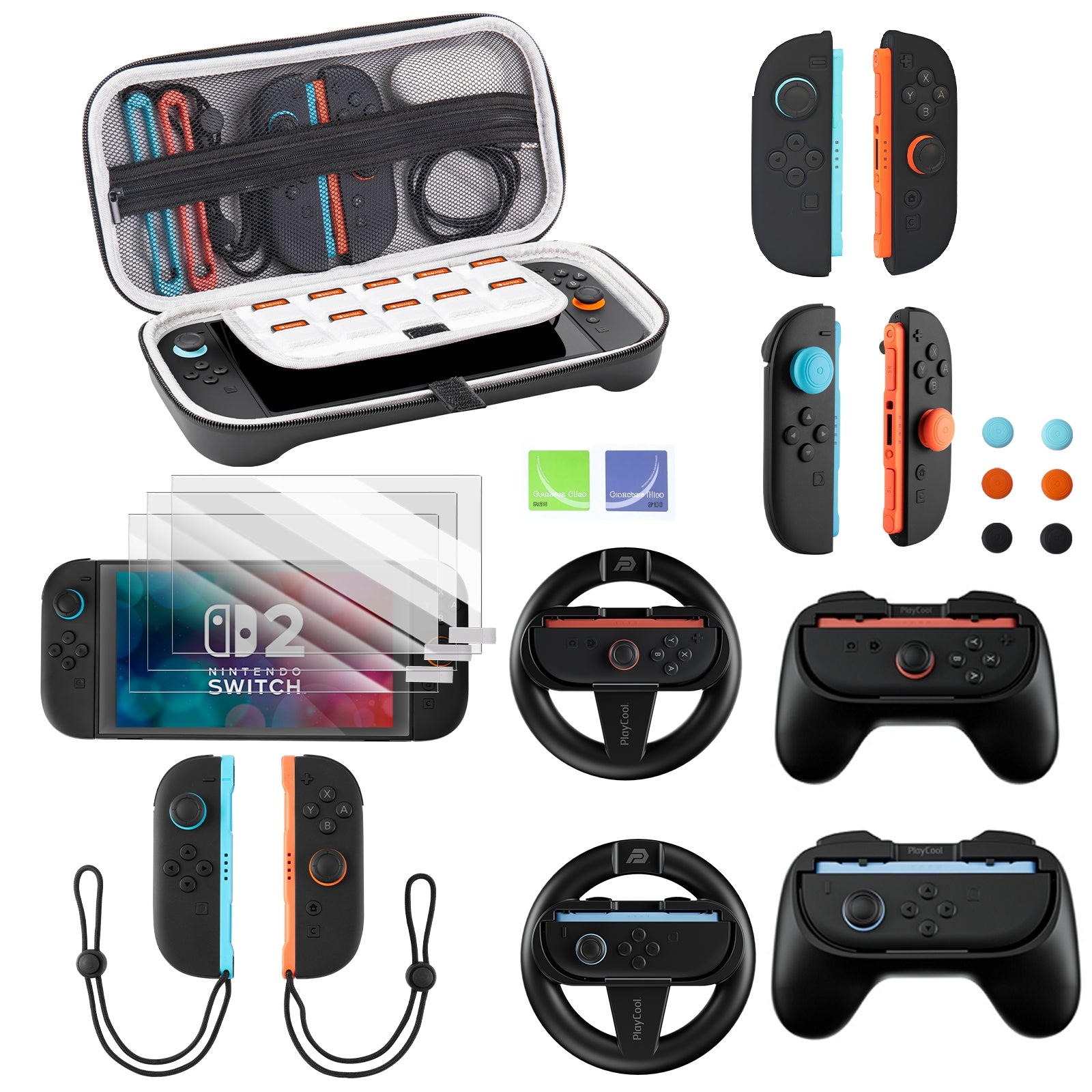 Nintendo Switch 2 accessoires bundel – 18-in-1 race kit met sturen, grips & case