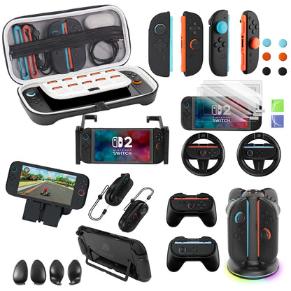 PlayCool Switch 2 – 23-in-1 Schutz- und Gaming-Kit – Komplettes Zubehörpaket