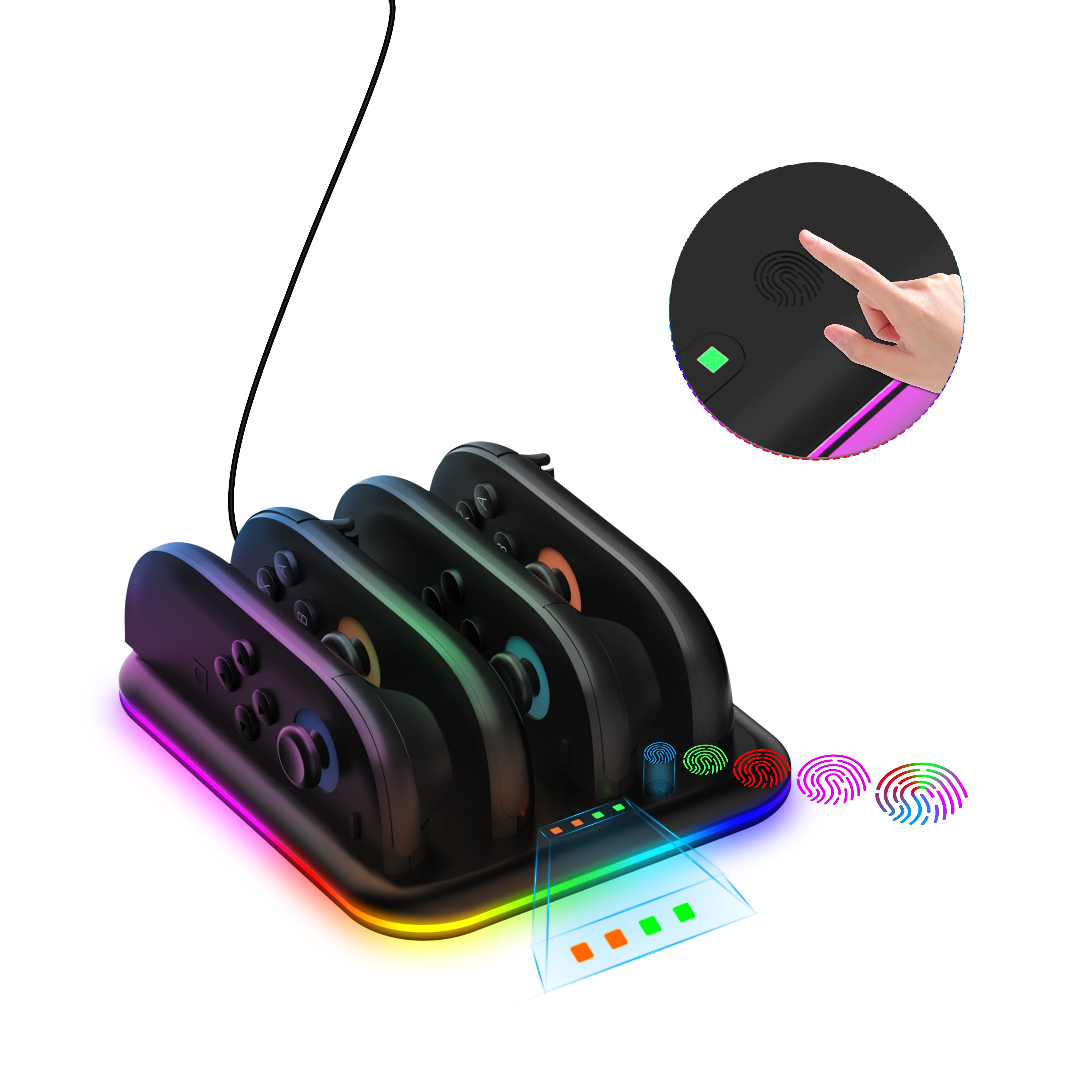Nintendo Switch 2 Joy-Con oplader – charging dock voor 4 controllers met RGB verlichting