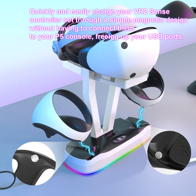 PlayCool PS VR2 – Oplaadstation voor Headset & Controllers – LED-indicatoren – Wit PlayCool