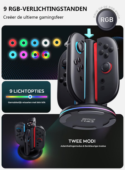Nintendo Switch 2 Joy-Con oplader – charging dock voor 4 controllers met RGB verlichting