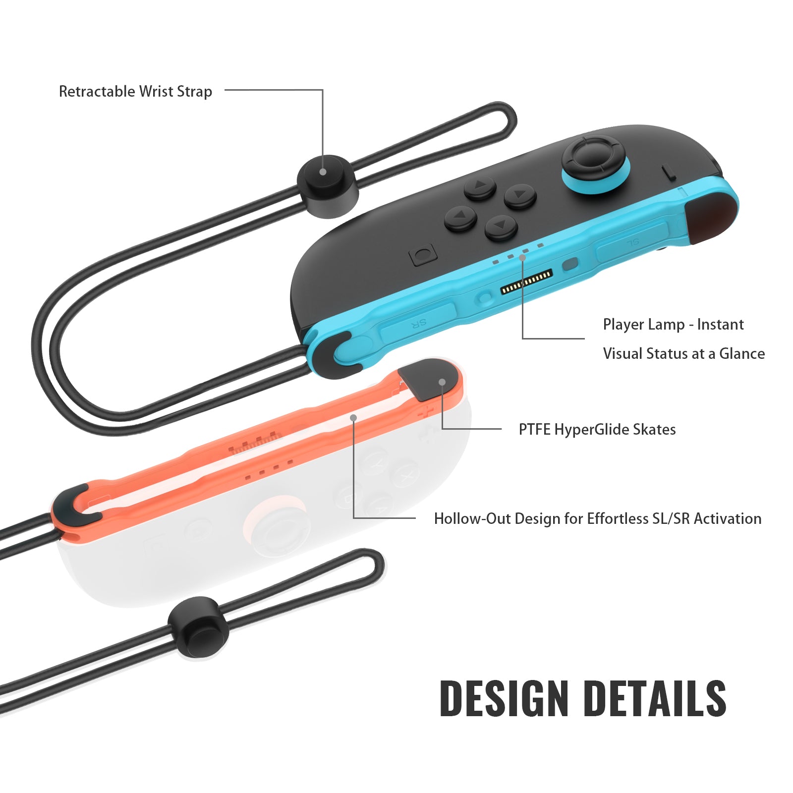 PlayCool Switch 2 – Joy-Con Strap Pair – Rood/Blauw
