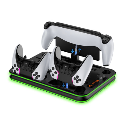 PS5 Oplaadstation & Koelstandaard– DualSense (Edge) Controller Oplader Dock – PS5 / Slim / Pro & PlayStation Portal – All-in-One