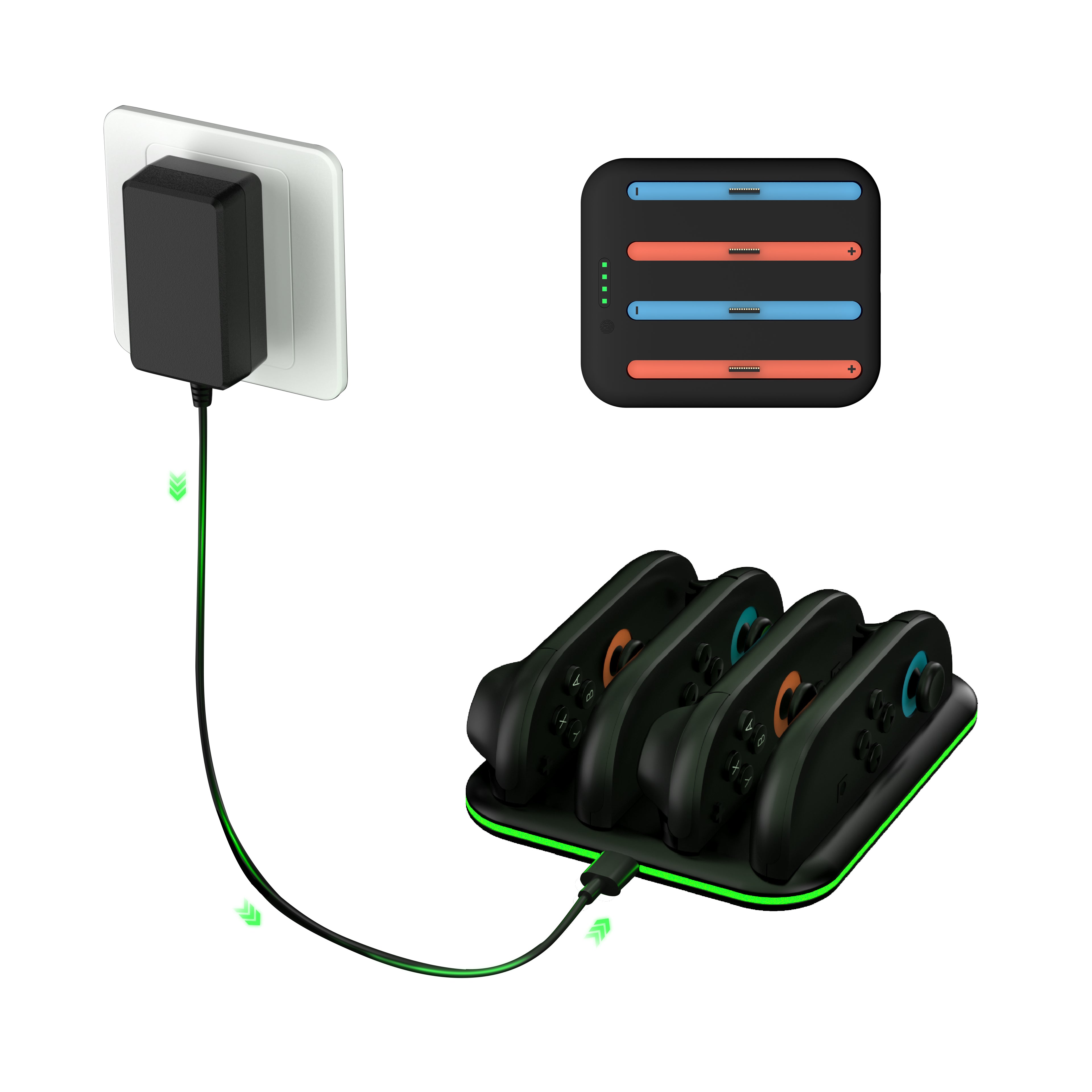 Nintendo Switch 2 Joy-Con oplader – charging dock voor 4 controllers met RGB verlichting