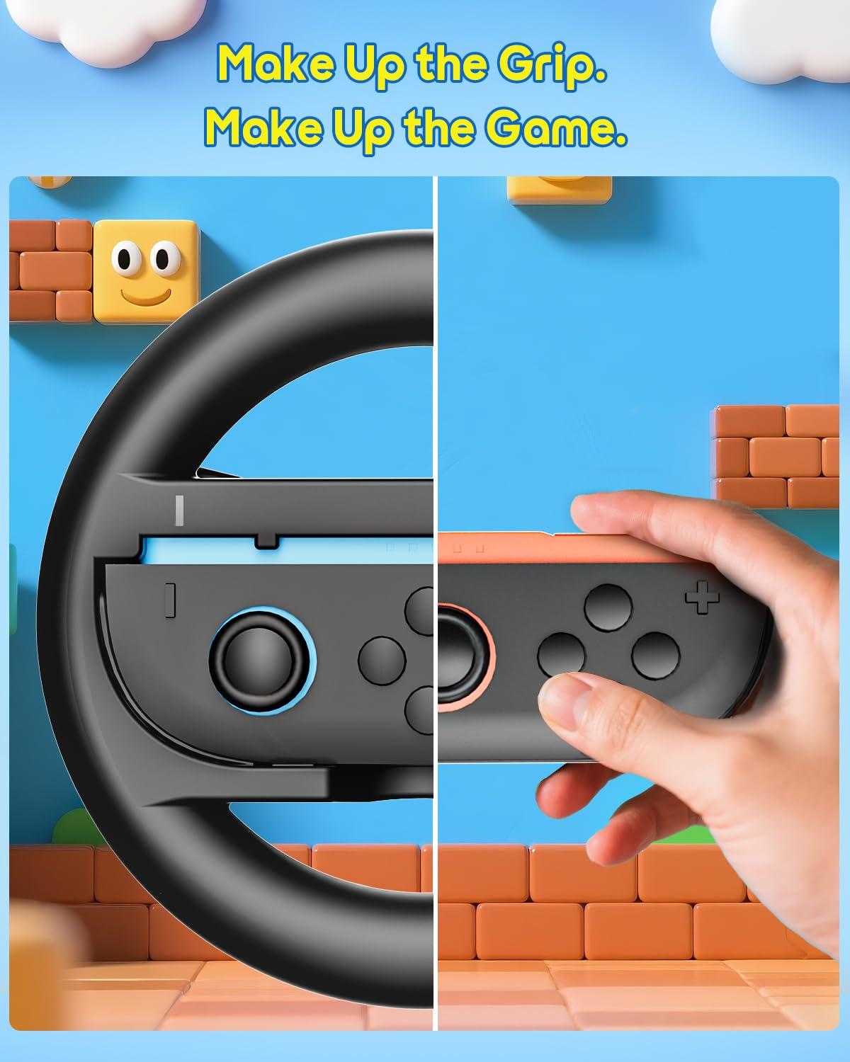 Nintendo Switch 2 Joy-Con stuur set – 4-in-1 racing wheel & controller grips