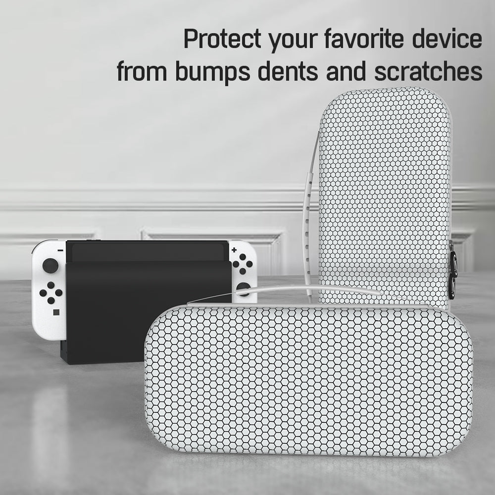 PlayCool Switch OLED Case with Screen Protector - White