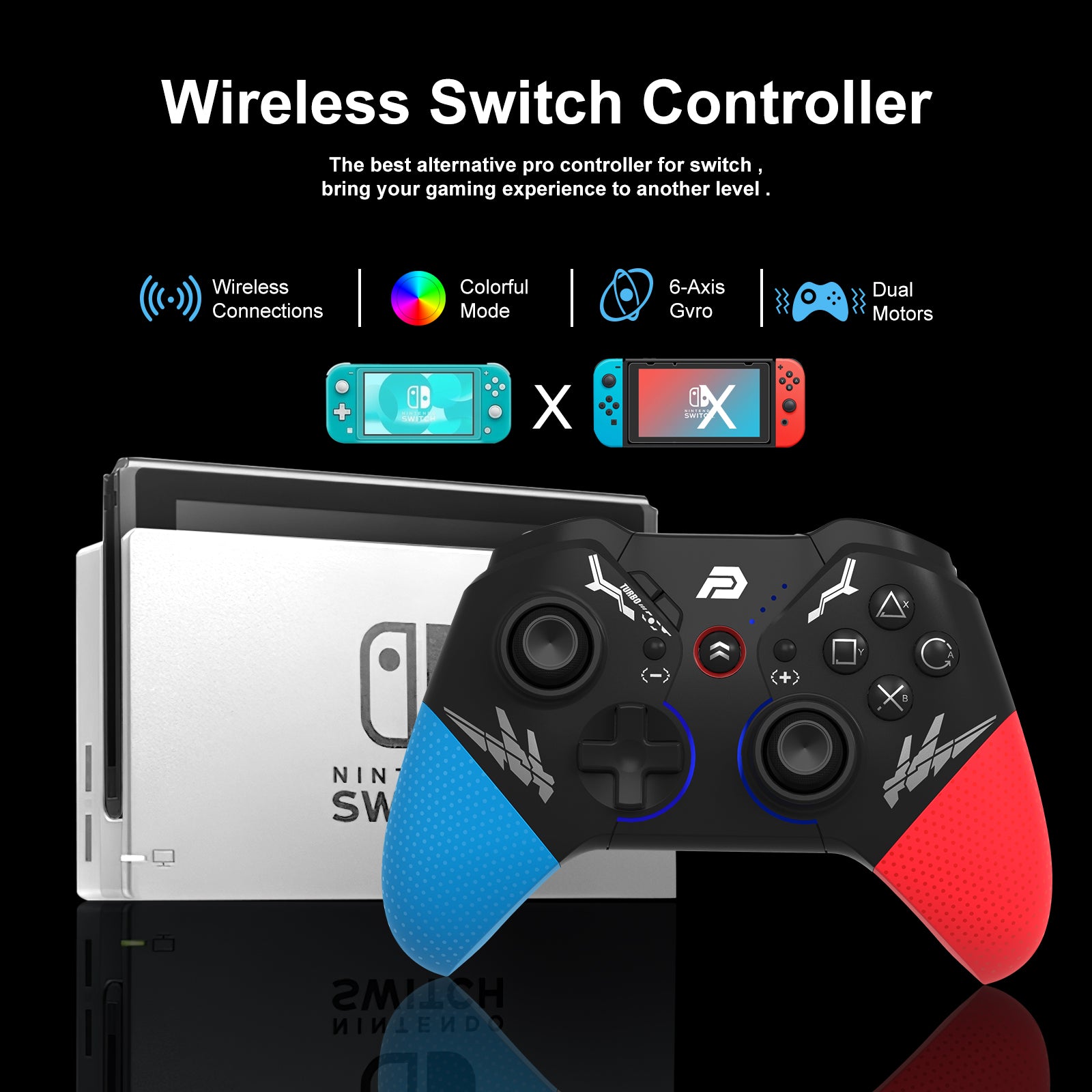 PlayCool Pro controller for Nintendo Switch/Lite/OLED - RGB, NFC, Turbo