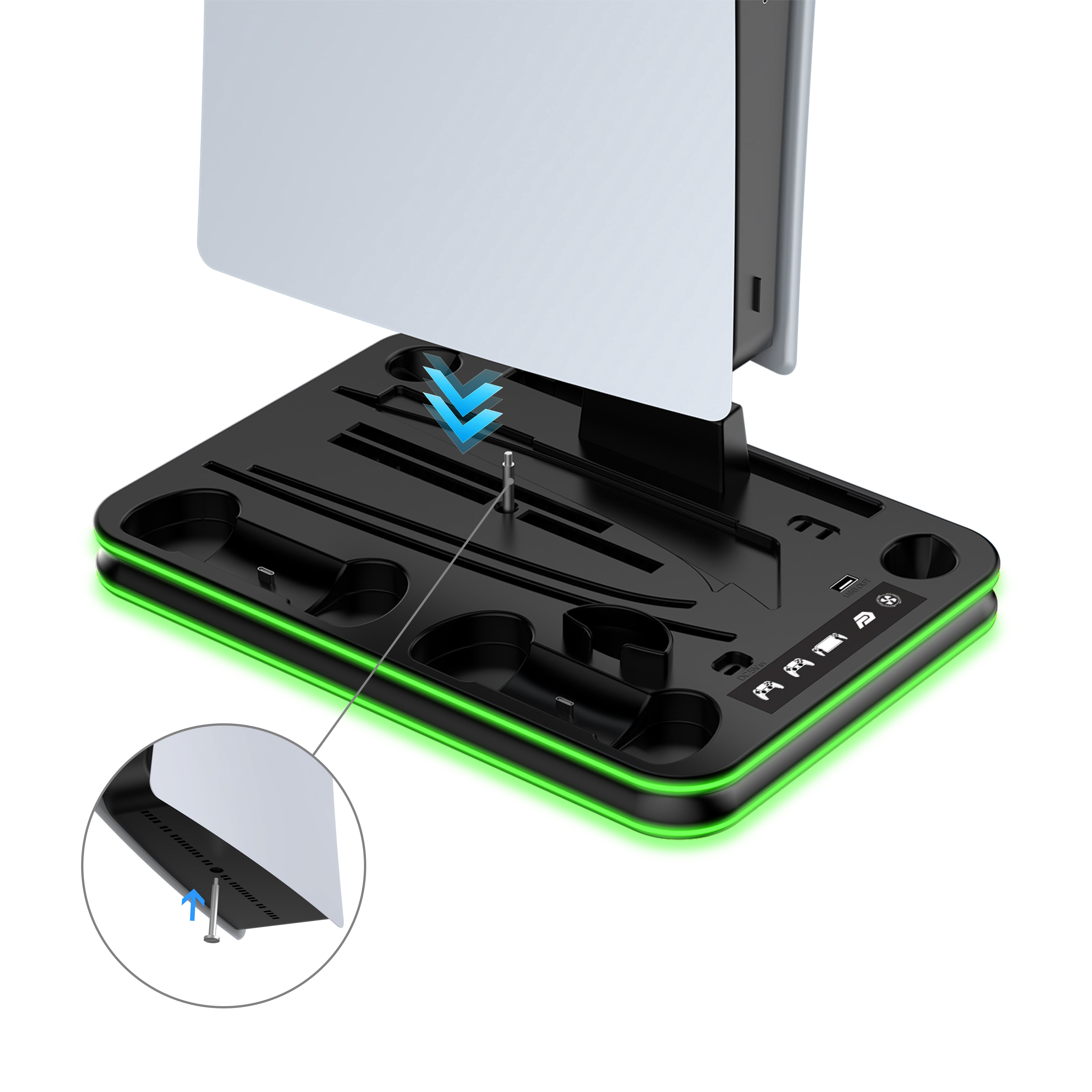 PS5 Oplaadstation & Koelstandaard– DualSense (Edge) Controller Oplader Dock – PS5 / Slim / Pro & PlayStation Portal – All-in-One