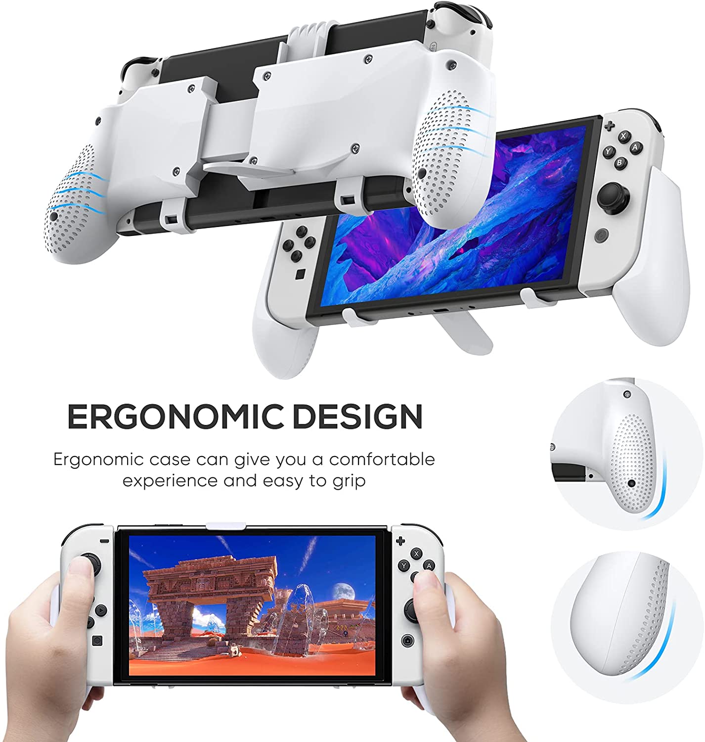 PlayCool 4-in-1 Set voor Switch/Lite/OLED - Grip, Hoes, Standaard & Zonnescherm