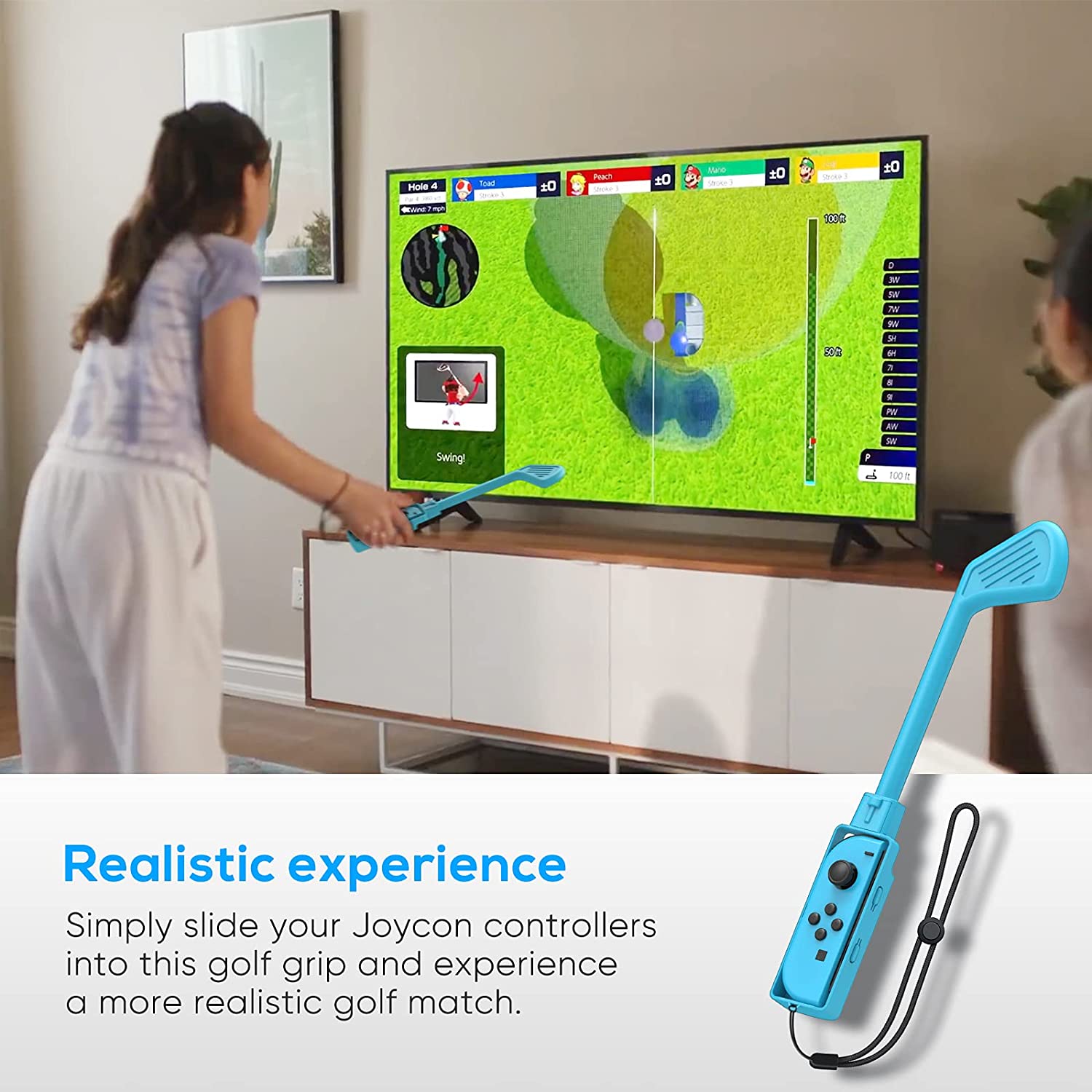 PlayCool Golf Grips for Mario Golf on Switch - 2-Pack Red &amp; Blue