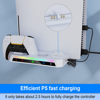 PlayCool PlayStation 5 – 2-in-1 Muurbeugel met Oplaadstation – Voor PS5 / PS5 Slim & DualSense (Edge)