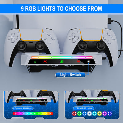 PlayCool PlayStation 5 – 2-in-1 Muurbeugel met Oplaadstation – Voor PS5 / PS5 Slim & DualSense (Edge) PlayCool