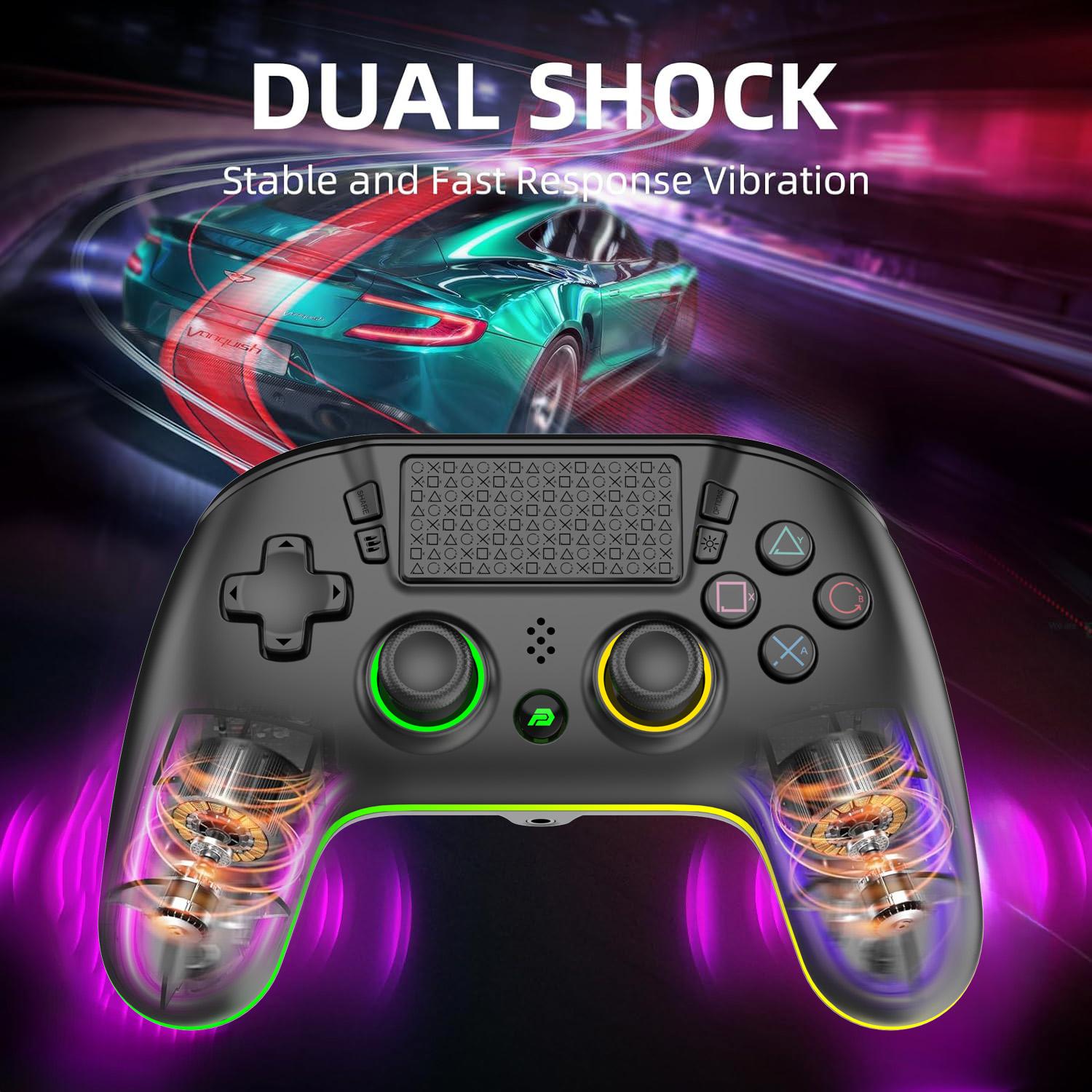 PlayCool Wireless PS4 Controller - Customizable, Hall Effect, RGB, Dual Shock - Black