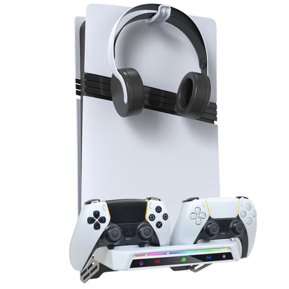 PlayCool PlayStation 5 – 2-in-1 Muurbeugel met Oplaadstation – Voor PS5 / PS5 Slim & DualSense (Edge)