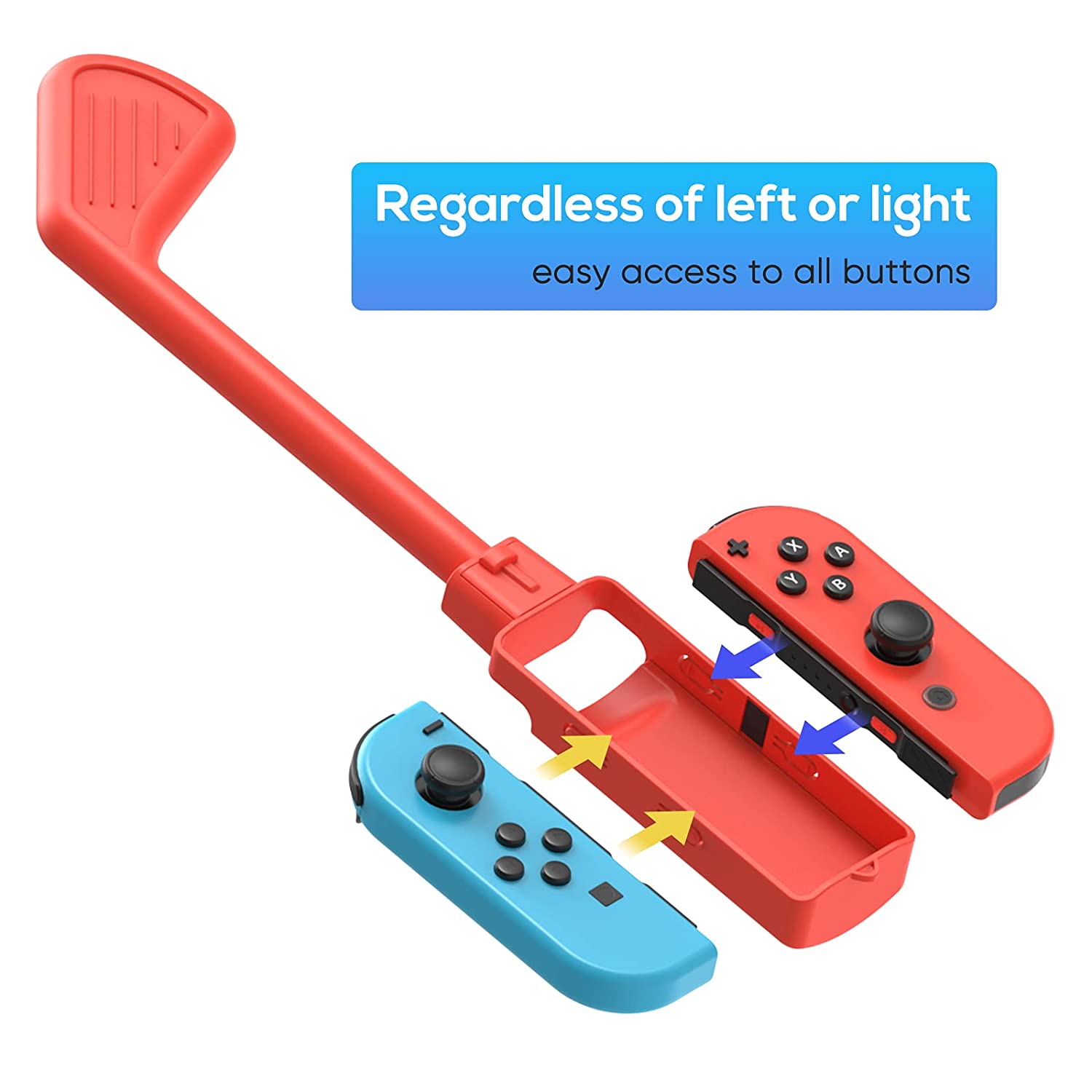 PlayCool Golf Grips for Mario Golf on Switch - 2-Pack Red &amp; Blue