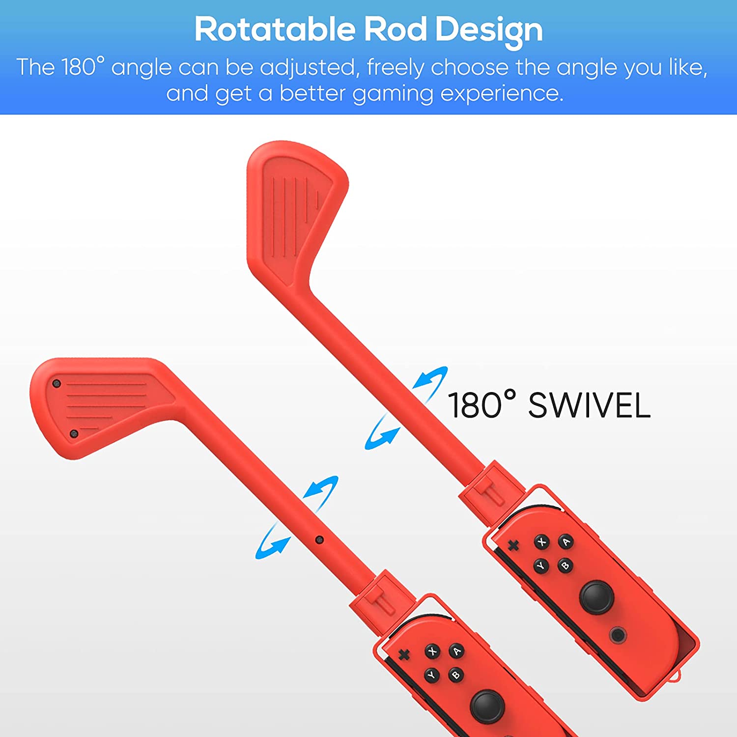 PlayCool Golf Grips for Mario Golf on Switch - 2-Pack Red &amp; Blue