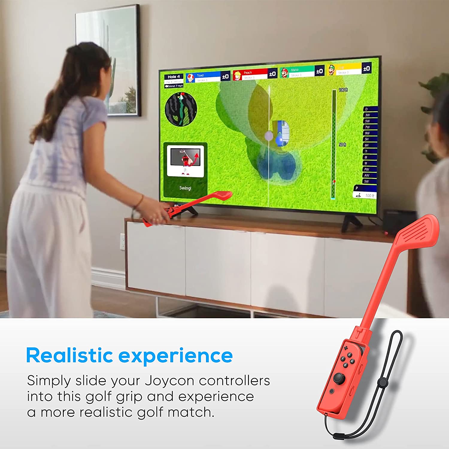 PlayCool Golf Grips for Mario Golf on Switch - 2-Pack Red &amp; Blue