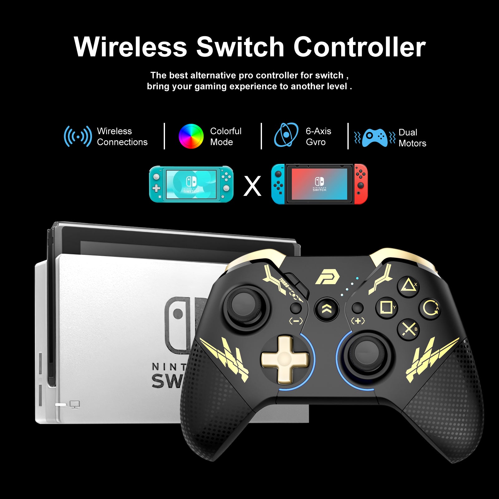 PlayCool Pro controller for Nintendo Switch/Lite/OLED - RGB, NFC, Turbo