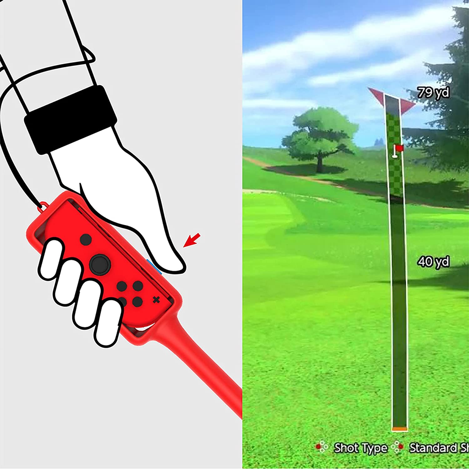 PlayCool Golf Grips for Mario Golf on Switch - 2-Pack Red &amp; Blue
