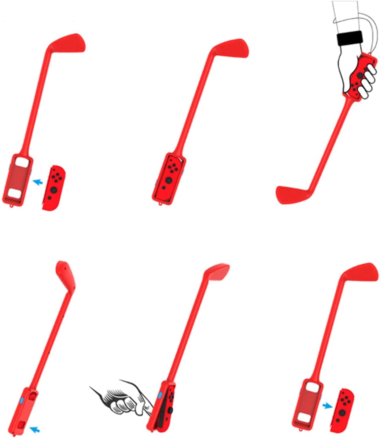 PlayCool Golf Grips for Mario Golf on Switch - 2-Pack Red &amp; Blue